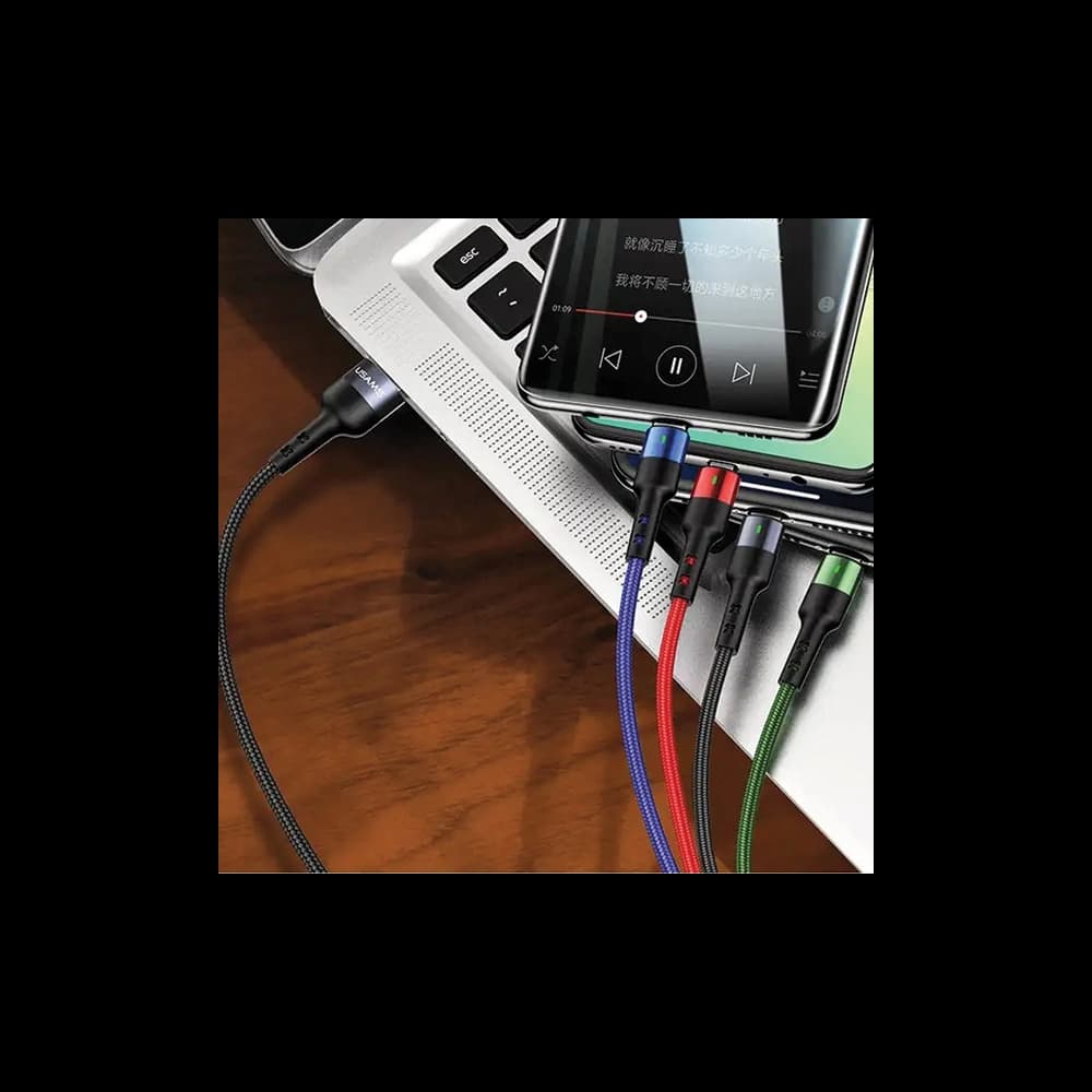 Kabel 4w1 USAMS US-SJ317 USB-A / microUSB, USB-C, 2xLightning Fast Charge 2A 1.2m - 2