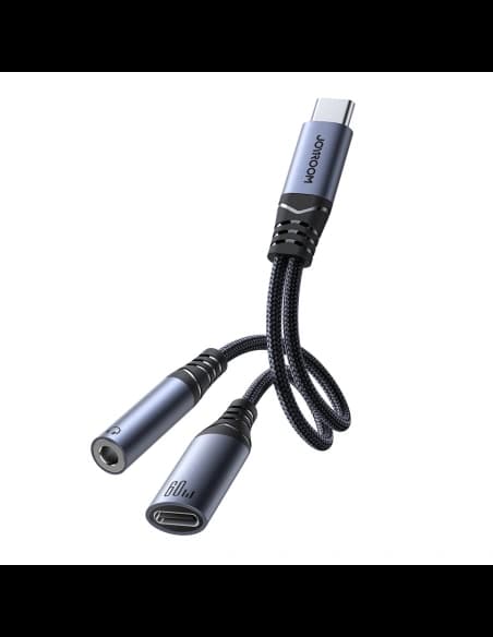 Joyroom 3.5mm Adaptor 2-in-1 DAC SY-C02 USB-C / USB-C, mini jack negru