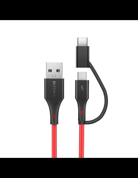 Kabel Micro USB + adaptor USB-C BlitzWolf BW-MT3 3A 0,91m