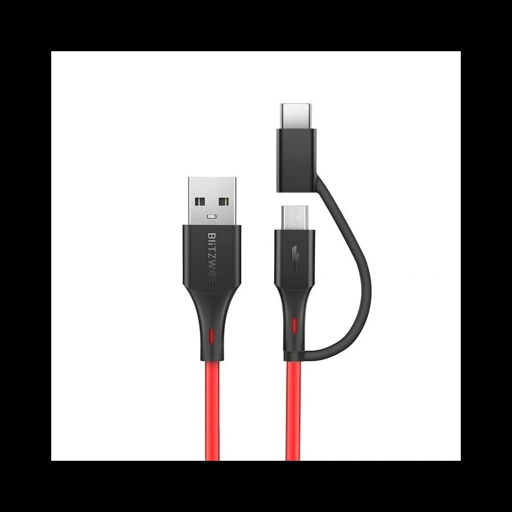 Kabel Micro USB + adaptor USB-C BlitzWolf BW-MT3 3A 1,8m - 1