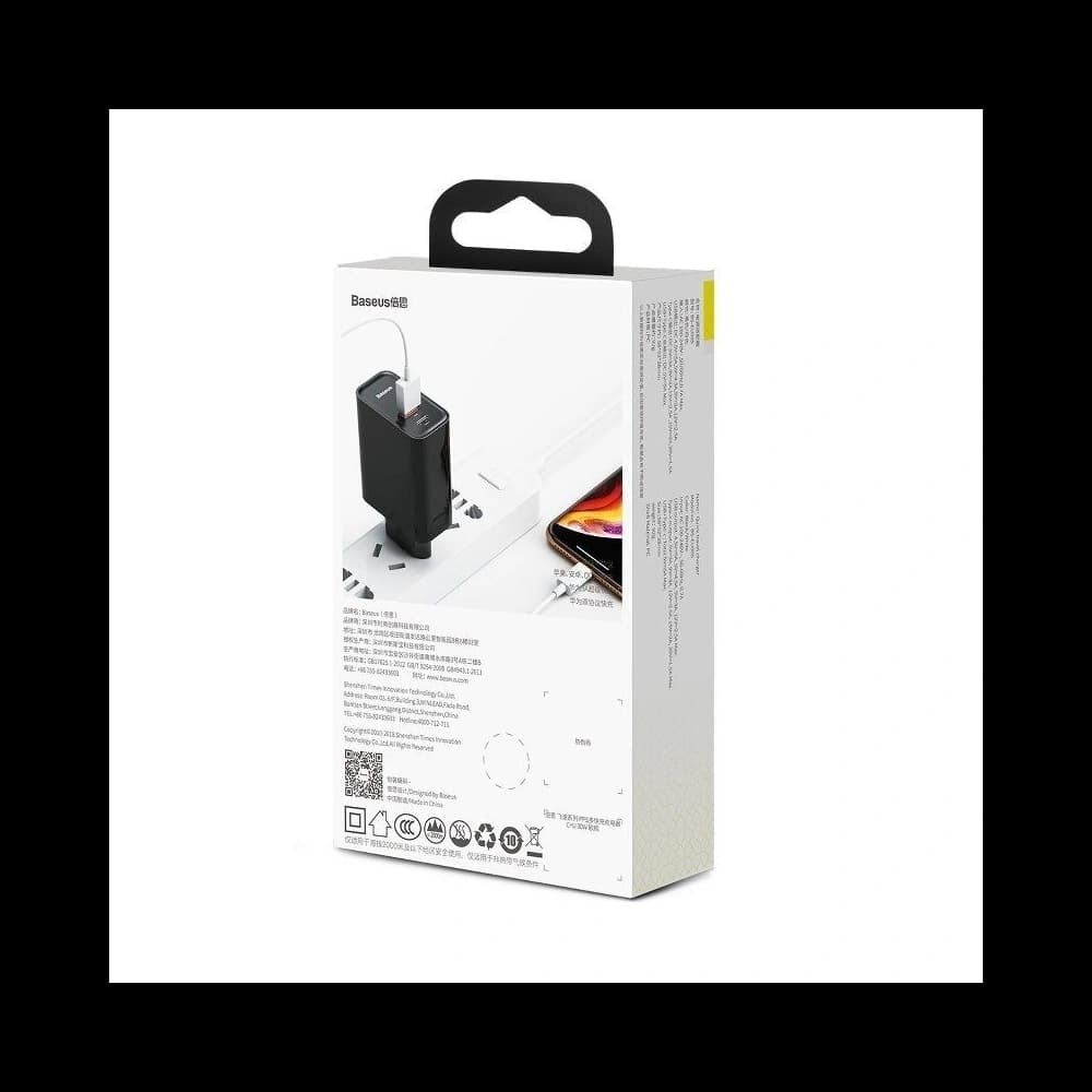 Szybka ładowarka sieciowa Baseus PD + QC 3.0 30W (czarna) - 7