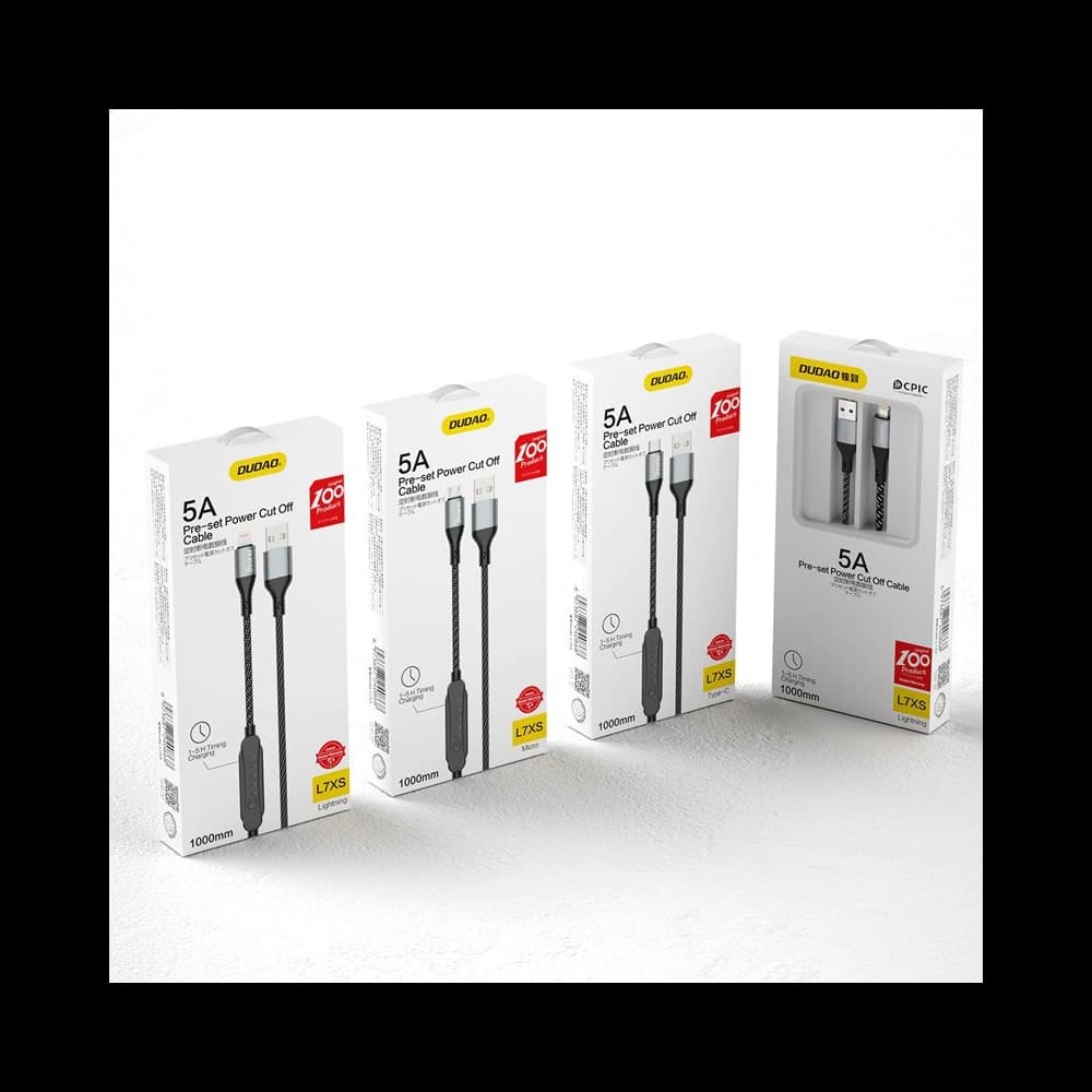 Kabel mit Timer Dudao L7xsM USB-A / microUSB 5A 1m schwarz - 4