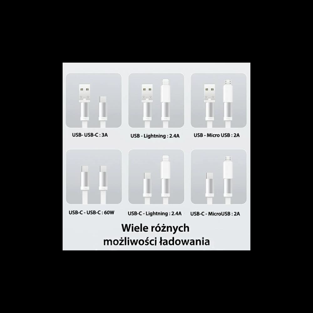 Kabel 3in1 USAMS US-SJ650 MicroUSB / USB-C / Lightning 60W Stahl / Tarnung - 9