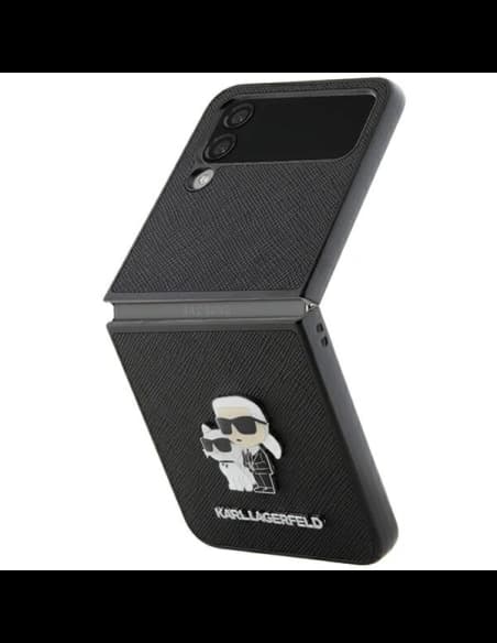 Etui Karl Lagerfeld KLHCZF4SAKCNPK Samsung Galaxy Z Flip4 hardcase Saffiano Karl&Choupette Pin černý/black