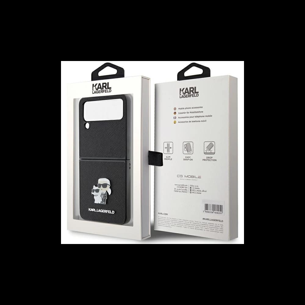 Etui Karl Lagerfeld KLHCZF4SAKCNPK Samsung Galaxy Z Flip4 hardcase Saffiano Karl&Choupette Pin černý/black - 5