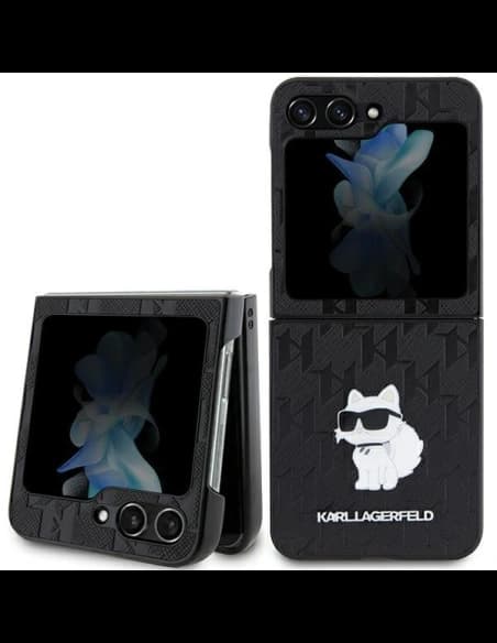 Etui Karl Lagerfeld KLHCZF5SAPCHNPK Samsung Galaxy Z Flip5 hardcase Saffiano Monogram Choupette Pin černý/black
