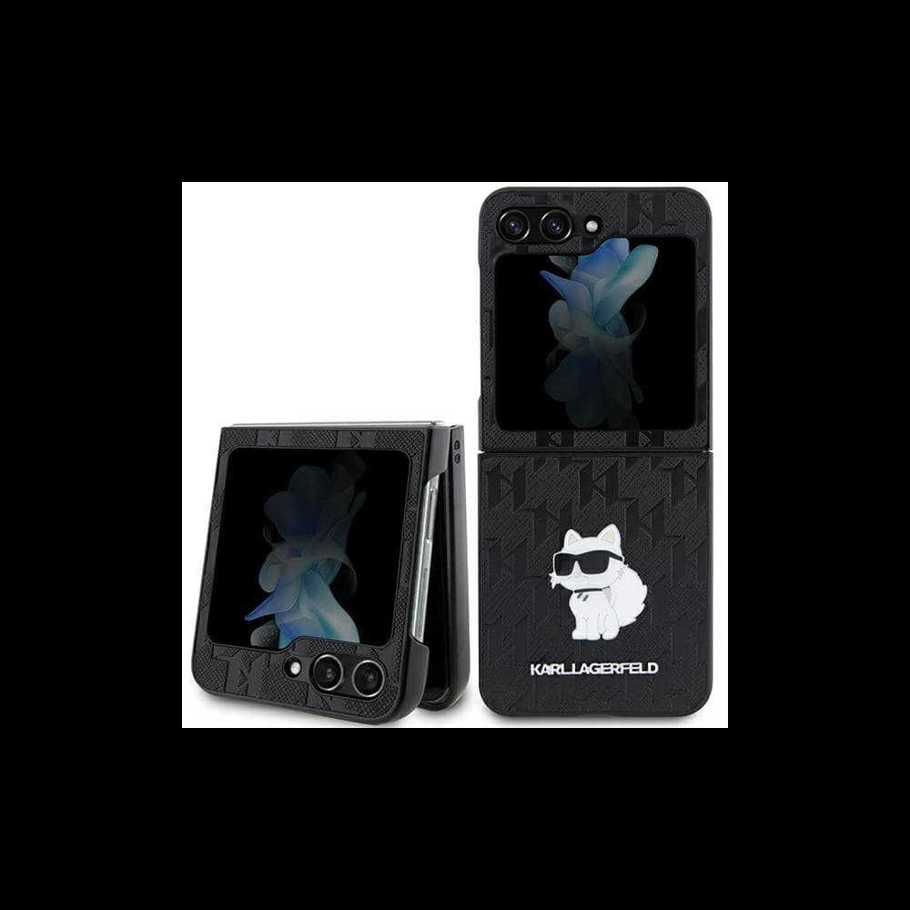Etui Karl Lagerfeld KLHCZF5SAPCHNPK Samsung Galaxy Z Flip5 kemény tok Saffiano Monogram Choupette Pin fekete/black - 1