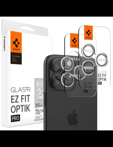 Edzett üveg Spigen Optik.tr ez Fit Camera Protector Apple iPhone 14 Pro / 14 Pro Max / 15 Pro / 15 Pro Max / 16 Pro / 16 Pro Max / 17 Pro / 17 Pro Max Crystal Clear [2 PACK]