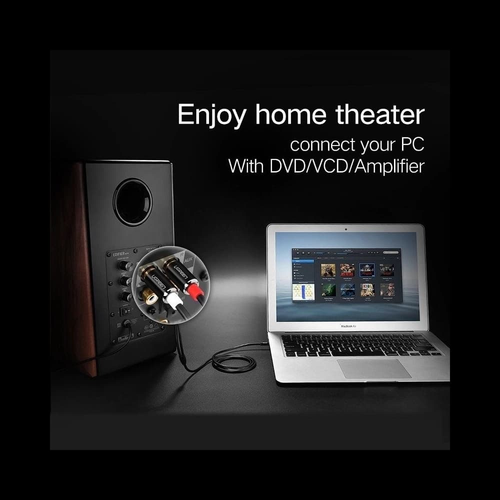 UGREEN 1m 3,5mm Jack - 2RCA (Cinch) kábel - 3