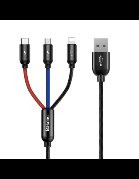 USB kábel Baseus 3w1 USB-C / Lightning / Micro 3A 1,2m ( fekete)