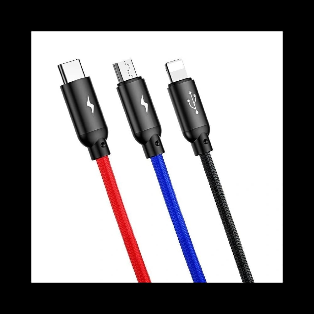 USB Baseus Cable 3in1 USB-C / Lightning / Micro 3A 1,2m Black - 8