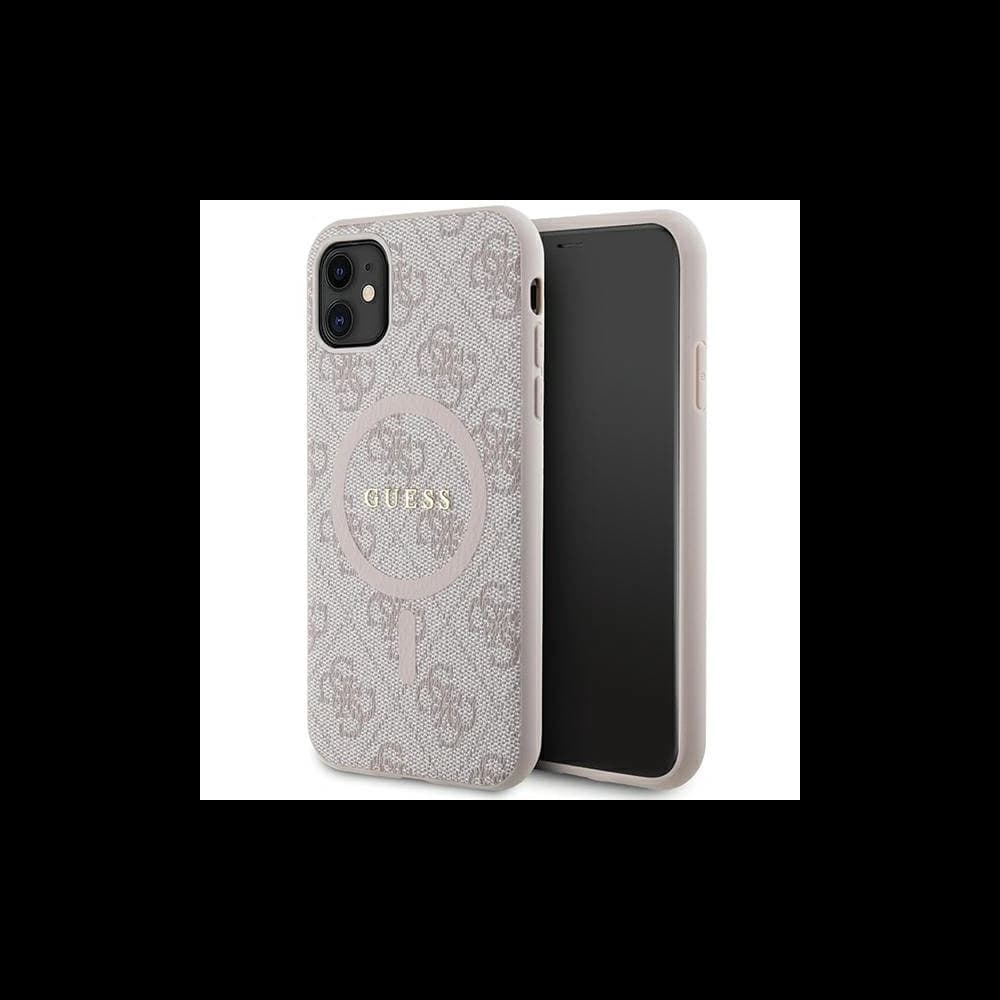 Guess GUHMN61G4GFRP Apple iPhone 11 / XR hardcase 4G Collection Leather Metal Logo MagSafe pink - 1