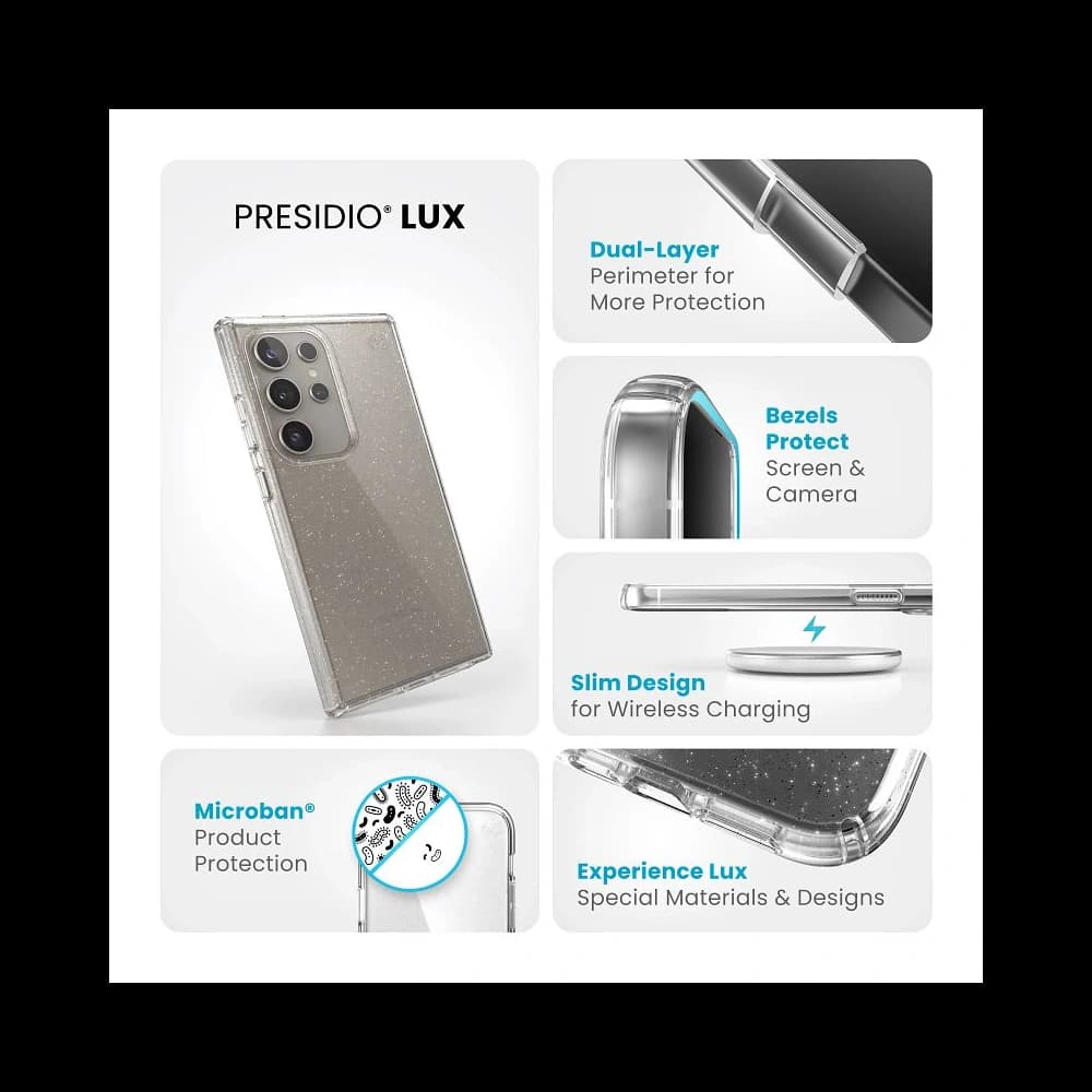 Etui Speck Presidio Lux Glitter Samsung Galaxy S24 Ultra transparent/aur glitter - 13