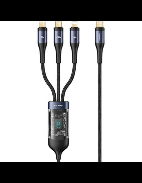 Kábel 3w1 USAMS US-SJ600 USB-C / Lightning / microUSB / USB-C 100W 1,2m fekete/black
