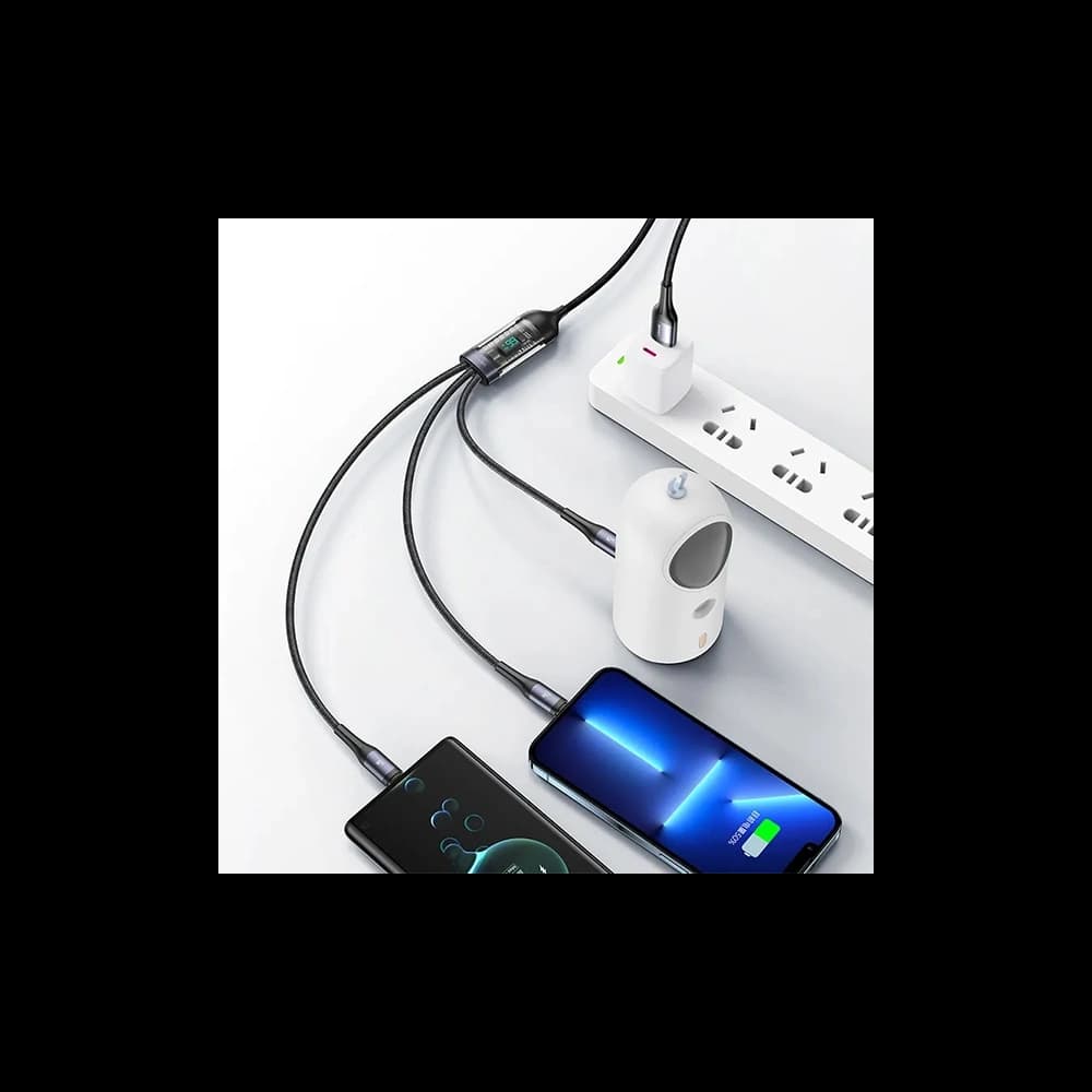 Kábel 3w1 USAMS US-SJ582 USB-A / Lightning / microUSB / USB-C 66W 1,2m fekete/black - 4