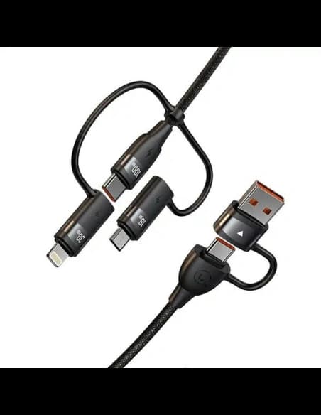 USAMS Cablu U85 2xUSB-C/USB-A 2m 100W PD Încărcare Rapidă negru/schimbător SJ655USB01 (US-SJ655)