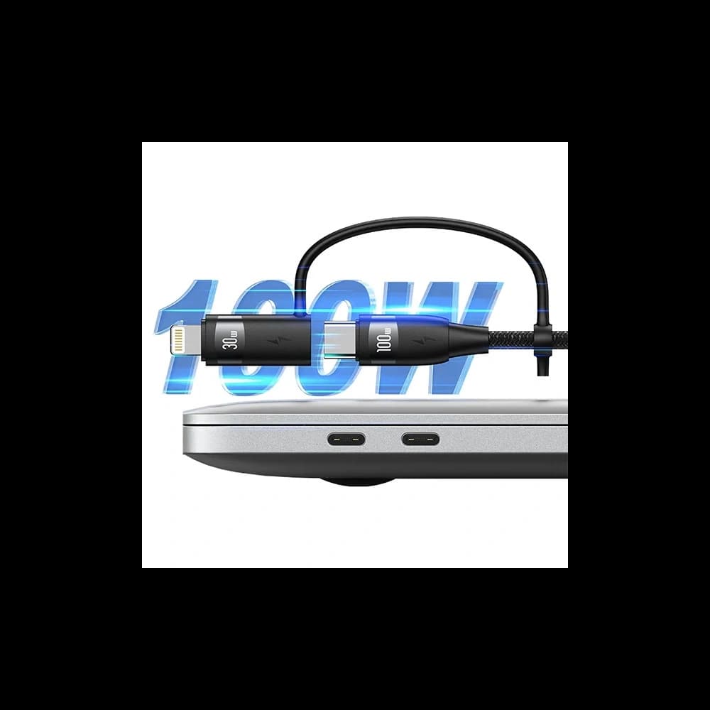 USAMS Kabel U85 2xUSB-C/USB-A 2m 100W PD Rychlé nabíjení černý/SJ655USB01 (US-SJ655) - 2