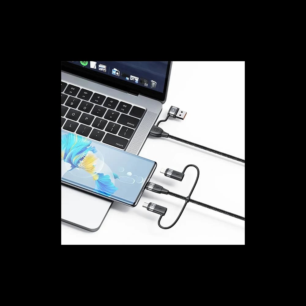 USAMS Kabel U85 2xUSB-C/USB-A 2m 100W PD Rychlé nabíjení černý/SJ655USB01 (US-SJ655) - 3