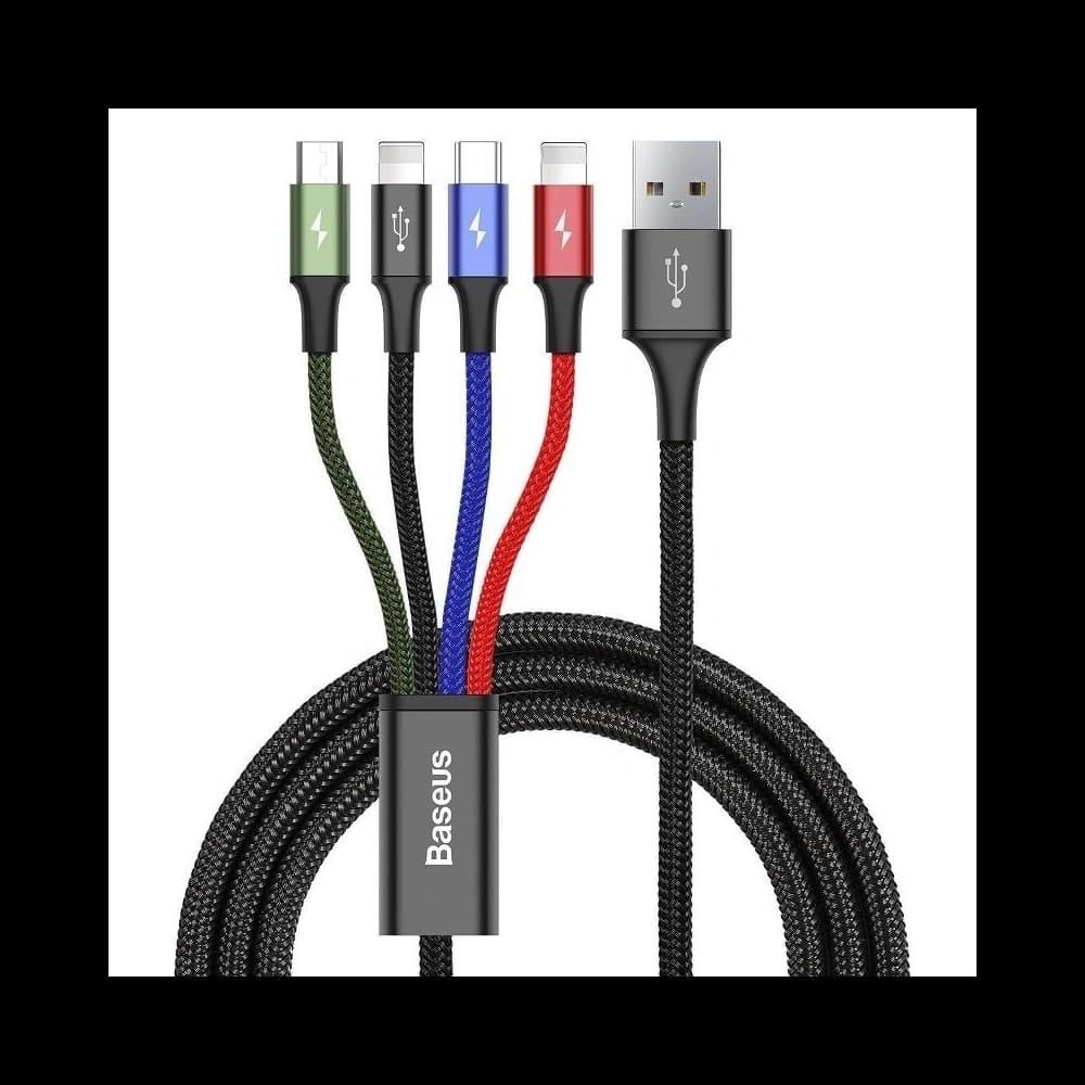 Baseus USB-Kabel Fast 4in1 USB-C / 2x Lightning / Micro 3.5A 1.2m (schwarz) - 1