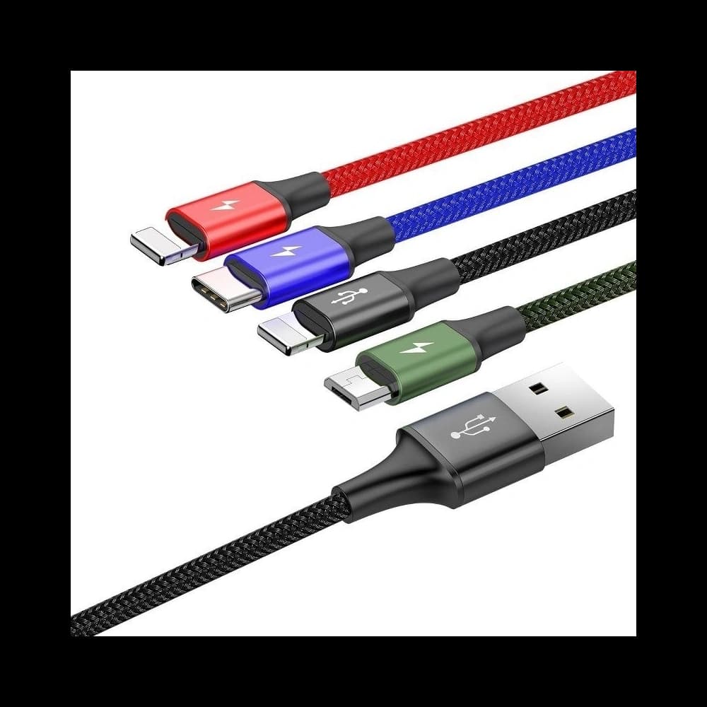 Baseus USB-Kabel Fast 4in1 USB-C / 2x Lightning / Micro 3.5A 1.2m (schwarz) - 2