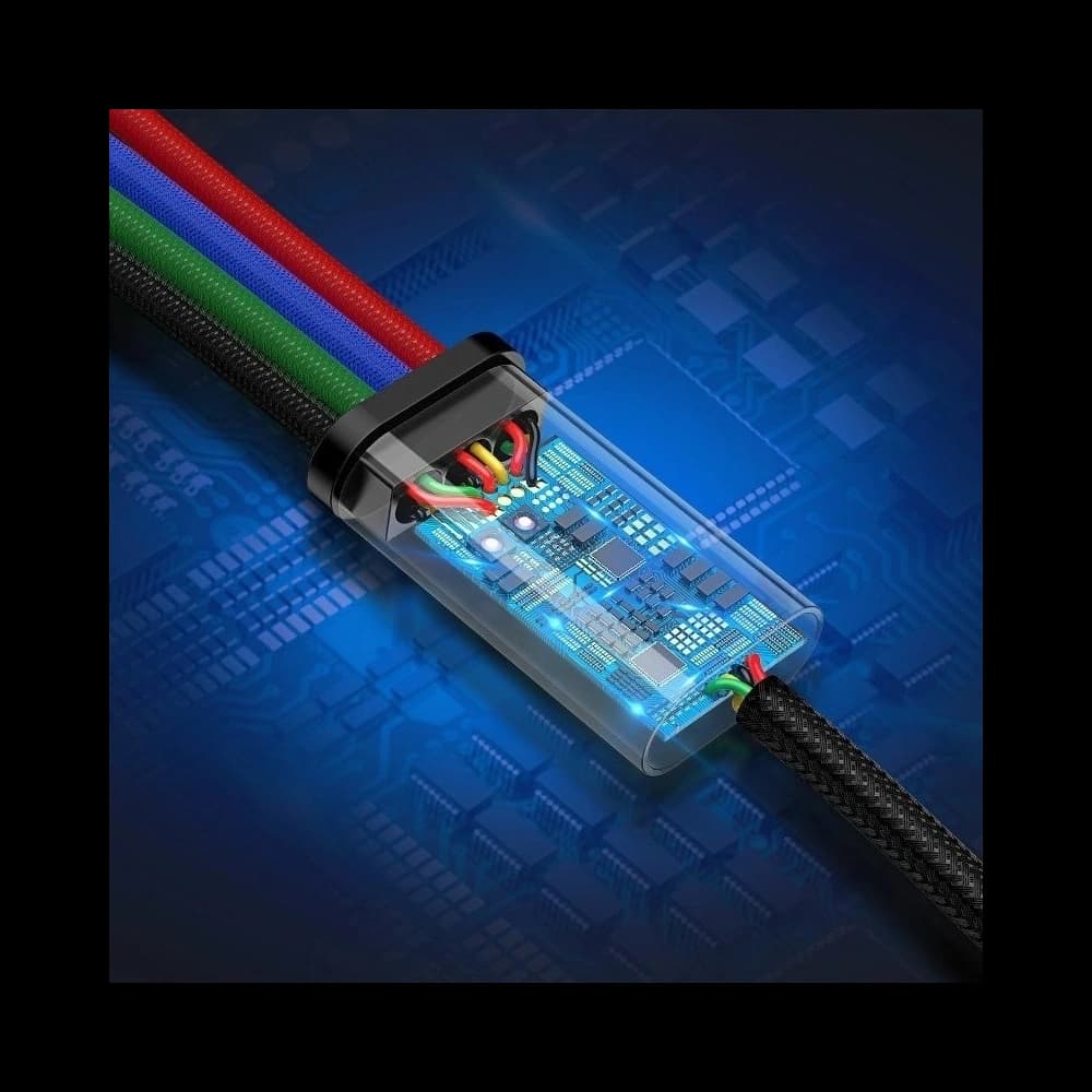 Baseus USB-Kabel Fast 4in1 USB-C / 2x Lightning / Micro 3.5A 1.2m (schwarz) - 8