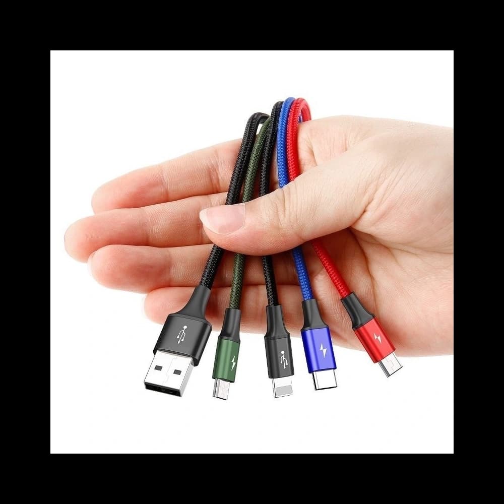 Baseus USB-Kabel Fast 4in1 USB-C / Lightning / 2x Micro 3.5A 1.2m (schwarz) - 3