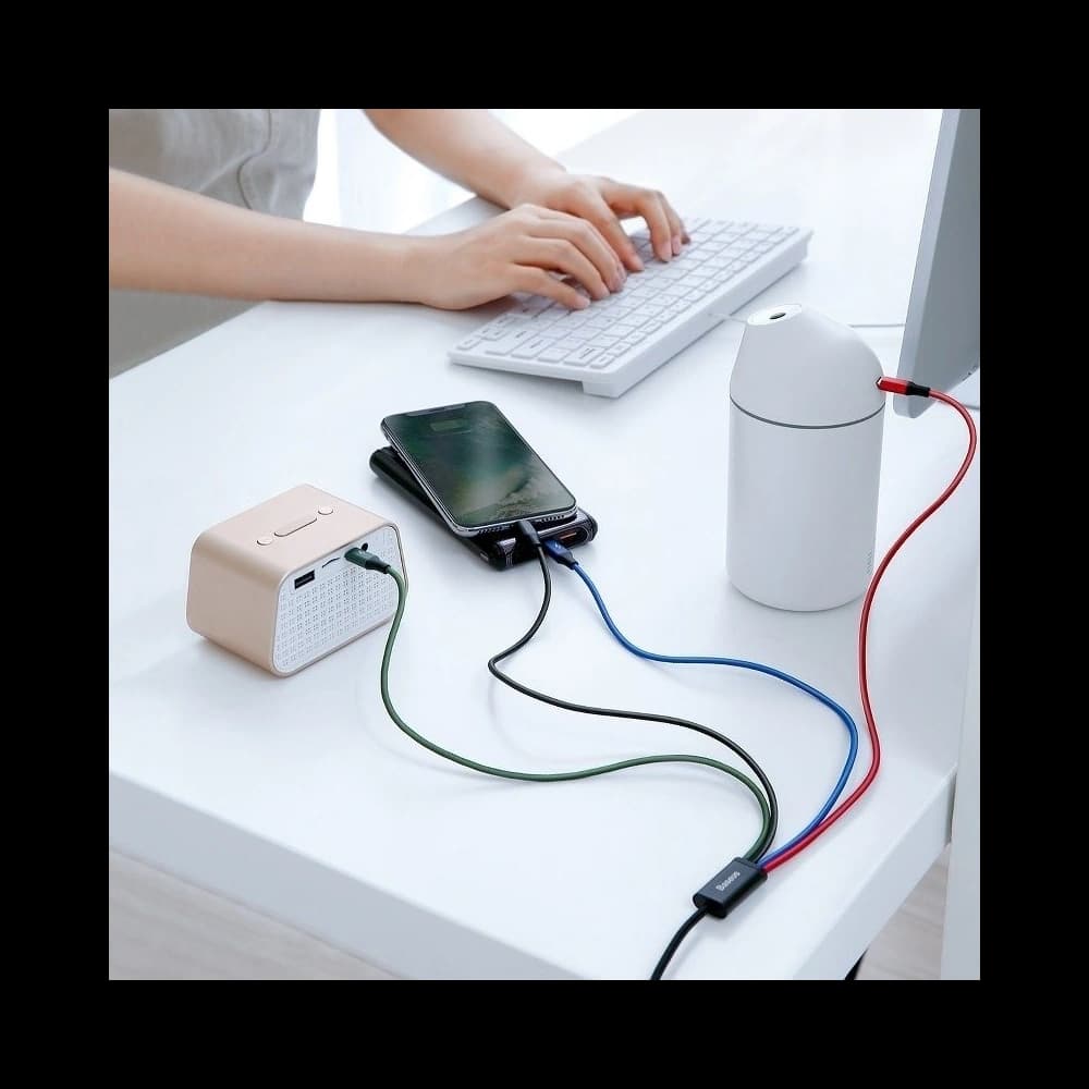 Baseus USB-Kabel Fast 4in1 USB-C / Lightning / 2x Micro 3.5A 1.2m (schwarz) - 5