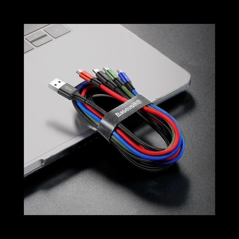 Baseus USB-Kabel Fast 4in1 USB-C / Lightning / 2x Micro 3.5A 1.2m (schwarz) - 6