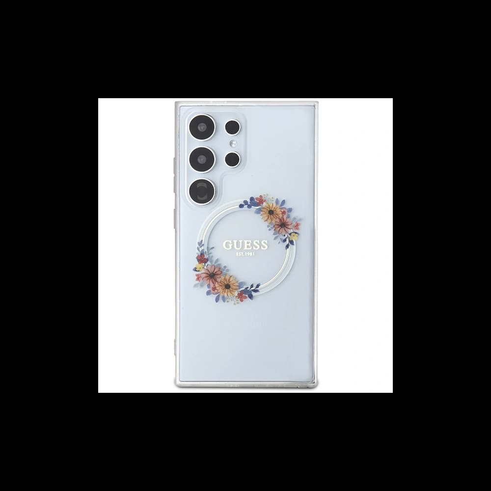 Etui Guess GUHMS24LHFWFCT Samsung Galaxy S24 Ultra hardcase IML Flori Coroană MagSafe transparent/transparent - 3