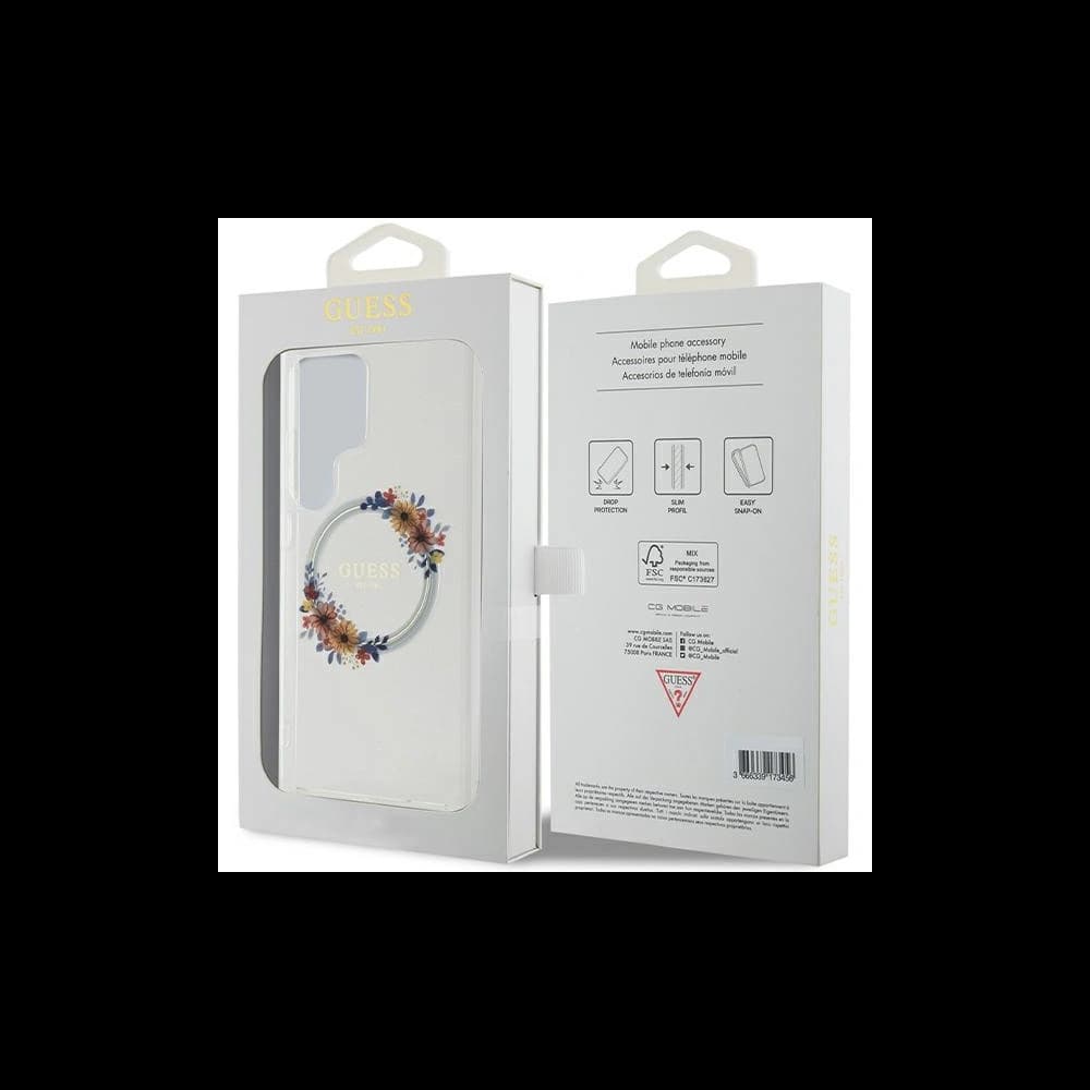 Etui Guess GUHMS24LHFWFCT Samsung Galaxy S24 Ultra hardcase IML Flori Coroană MagSafe transparent/transparent - 8