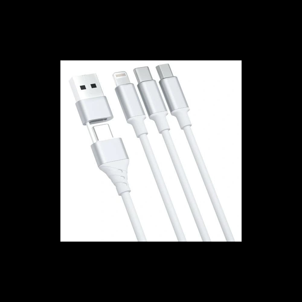 Kabel 3MK Hyper 3in1 USB-A - USB-C / USB-C, microUSB, Lightning 1.5m Weiß/White - 2
