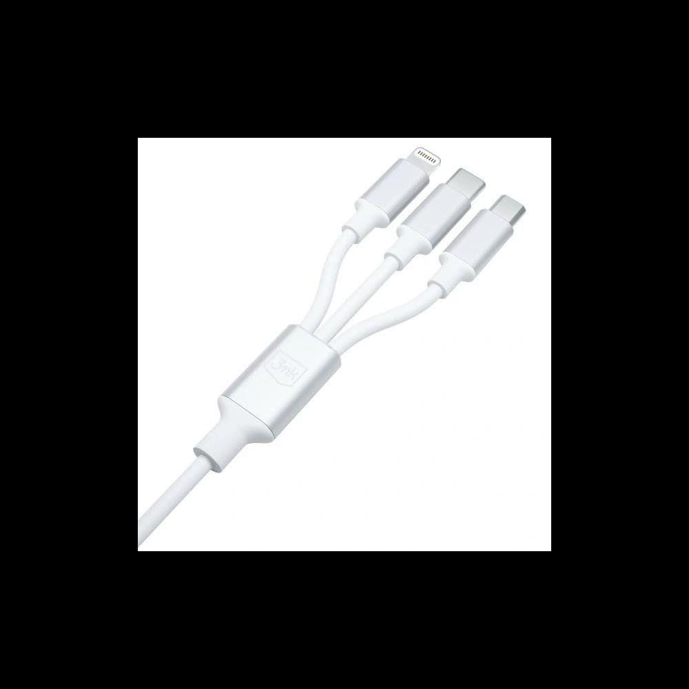 Kabel 3MK Hyper 3in1 USB-A - USB-C / USB-C, microUSB, Lightning 1.5m Weiß/White - 6