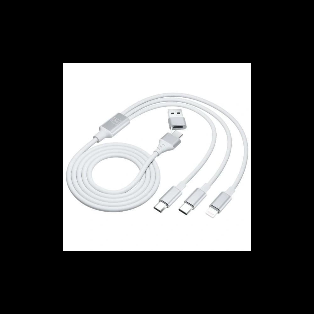 Kabel 3MK Hyper 3in1 USB-A - USB-C / USB-C, microUSB, Lightning 1.5m Weiß/White - 8