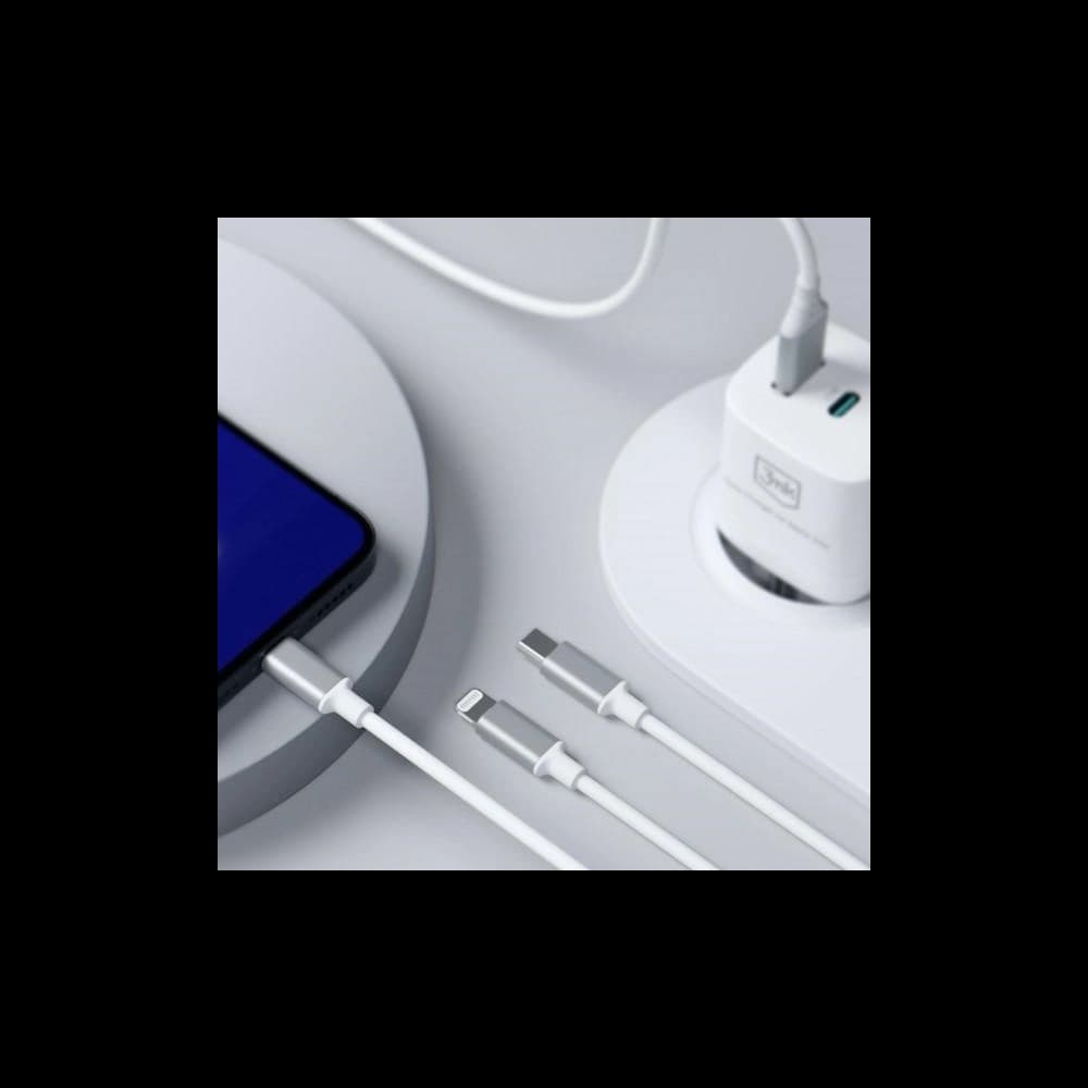 Kabel 3MK Hyper 3in1 USB-A - USB-C / USB-C, microUSB, Lightning 1.5m Weiß/White - 10