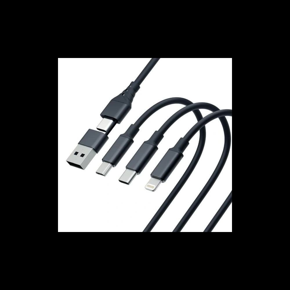Kábel 3MK Hyper 3w1 USB-A - USB-C / USB-C, microUSB, Lightning 1.5m Fekete/Black - 7