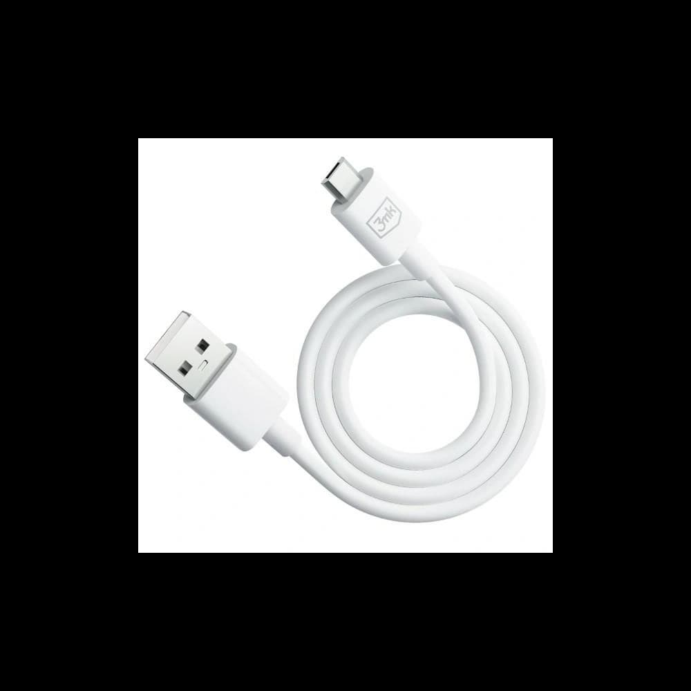Cablul 3MK Hyper USB-A / microUSB 1.2m 5V 2.4A Alb/White - 3