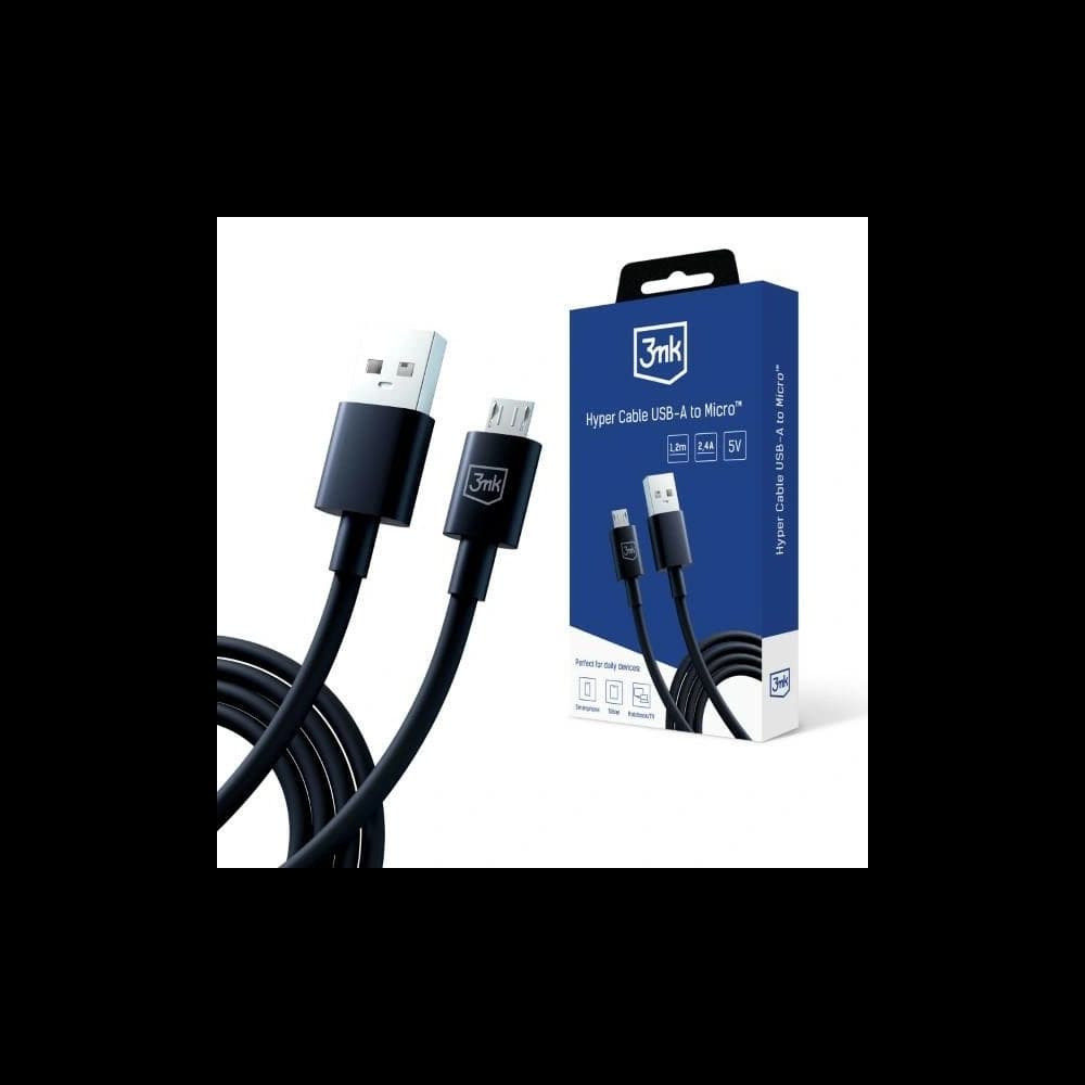 3MK cable Hyper USB-A / microUSB 1.2m 5V 2.4A black - 1