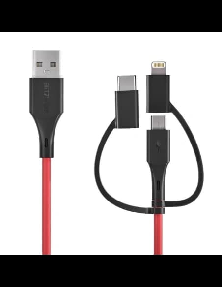 USB kábel 3w1 BlitzWolf BW-MT4, micro USB/USB-C/Lightning, 3A 0,9m