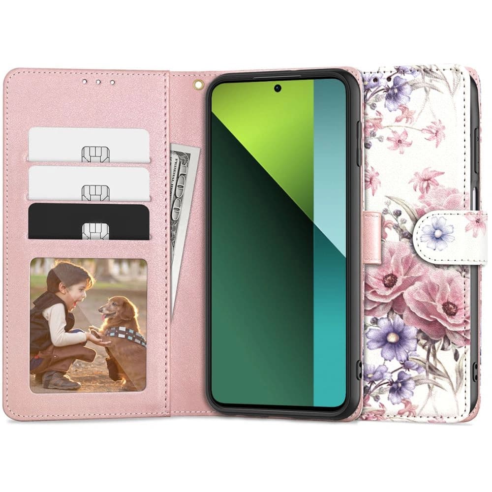 Case Tech-Protect Wallet Xiaomi Redmi Note 13 Pro 5G / POCO X6 5G Blütenblume