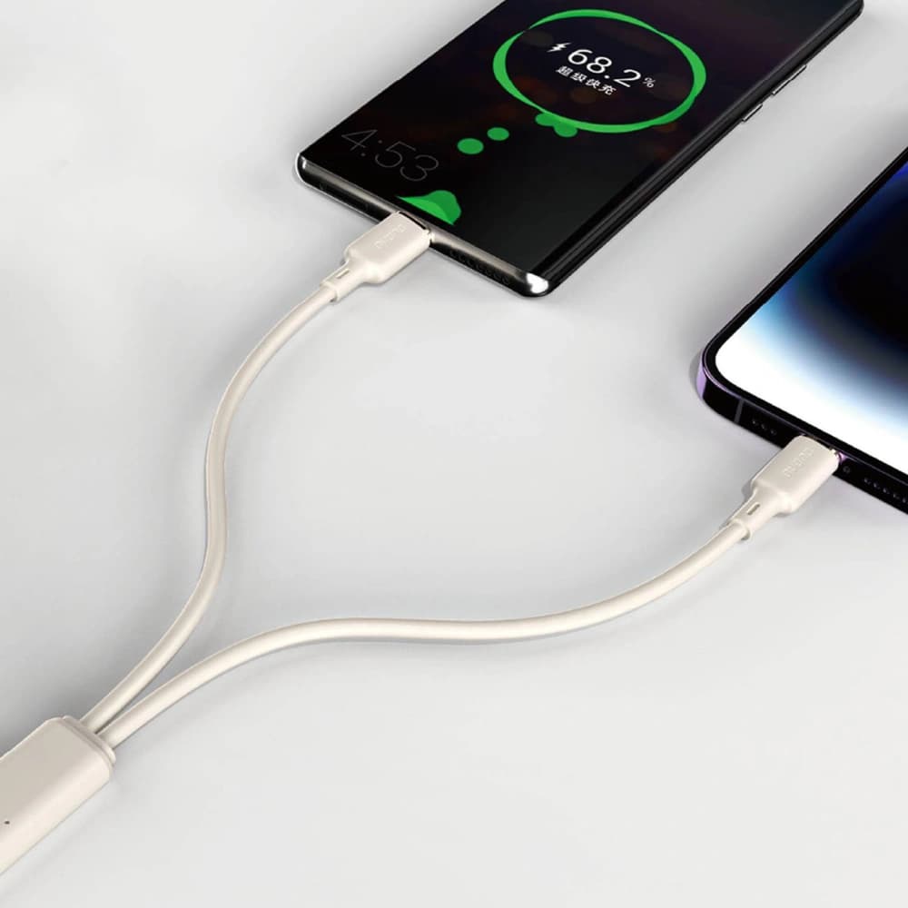 Kabel 3w1 Dudao L7SE USB-C / USB-C, Lightning, microUSB 66W 1.2m béžový - 3