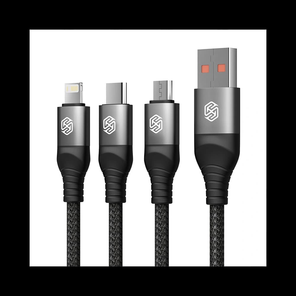 Kabel 3w1 Nillkin Swift Pro USB-A / microUSB 2A, USB-C 2A, Lightning 4.4A, 480Mbps, 1.5m Černý / Černý - 3