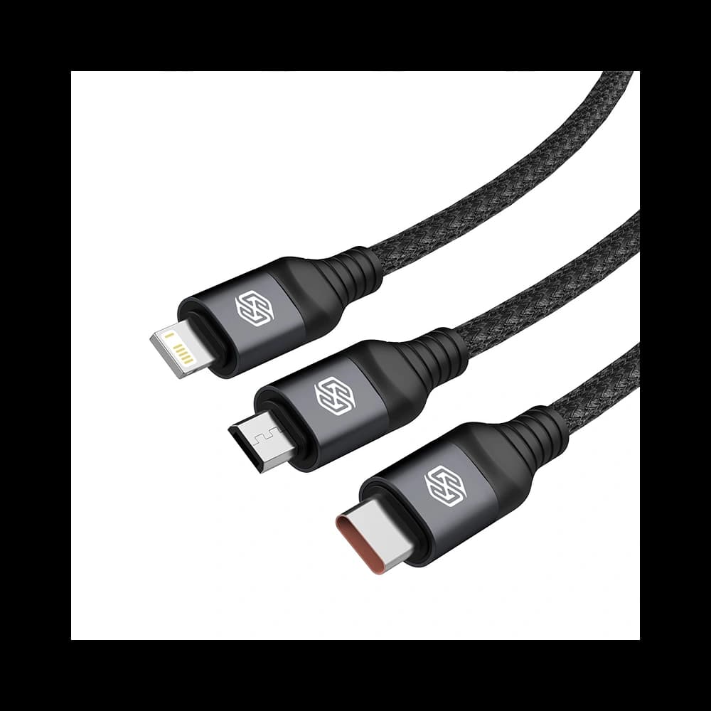 Kabel 3w1 Nillkin Swift Pro USB-A / microUSB 2A, USB-C 2A, Lightning 4.4A, 480Mbps, 1.5m Černý / Černý - 4