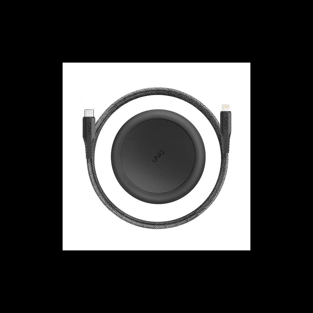 UNIQ Cable Retractable MFI Halo USB-C-Lightning 18W nylonowy zwijany 1,2m midnight black - 3