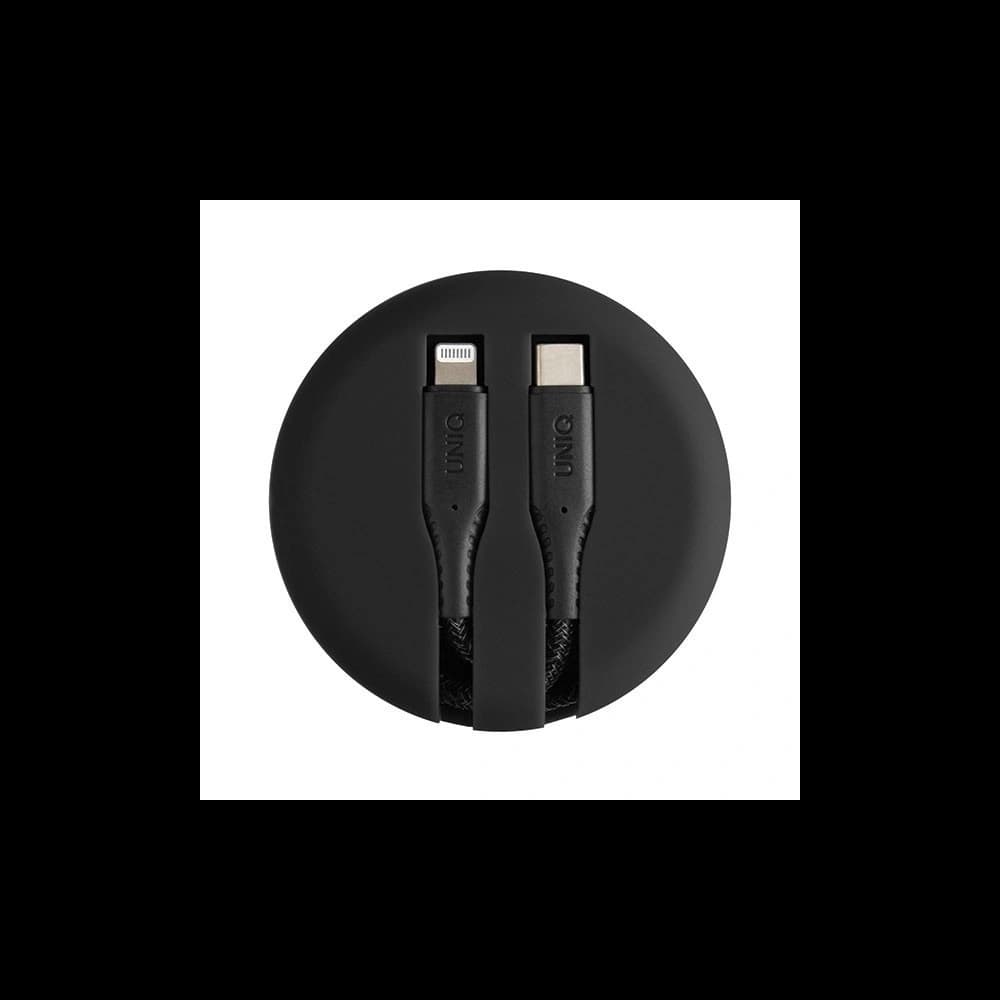 UNIQ Cable Retractable MFI Halo USB-C-Lightning 18W nylonowy zwijany 1,2m midnight black - 5
