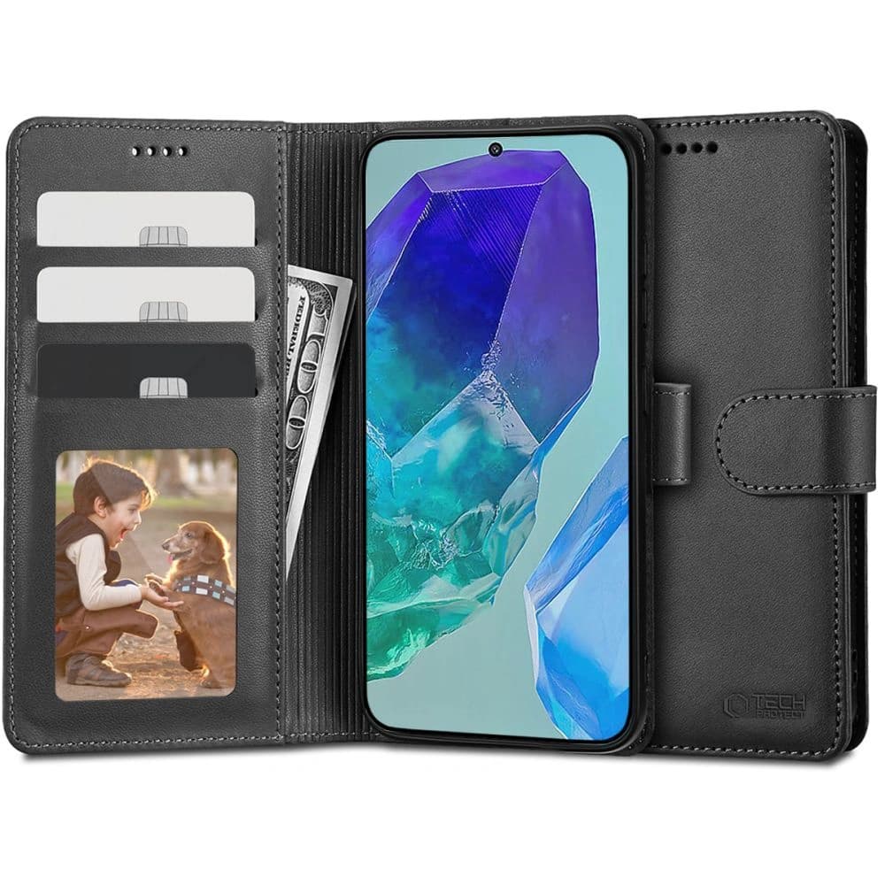 Case Tech-Protect Wallet Samsung Galaxy M55 5G Schwarz - 1
