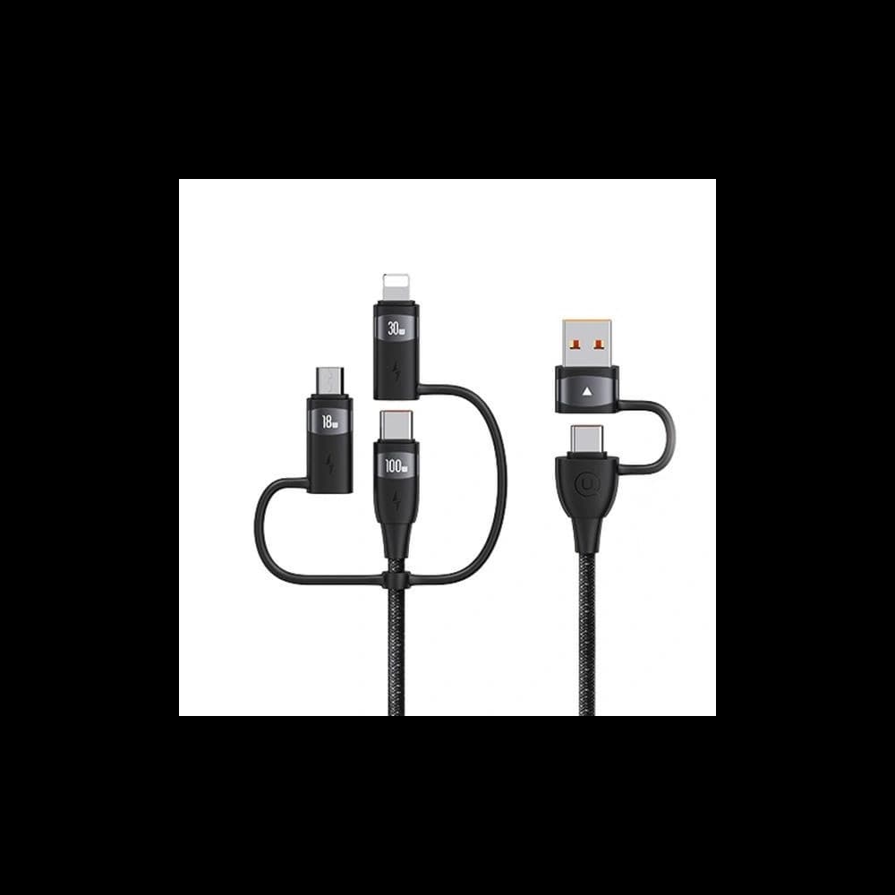 Kabel USAMS US-SJ646 U85 USB-A+USB-C/USB-C, Lightning, microUSB 6w1 2m 100W PD Fast Charge schwarz/black - 1