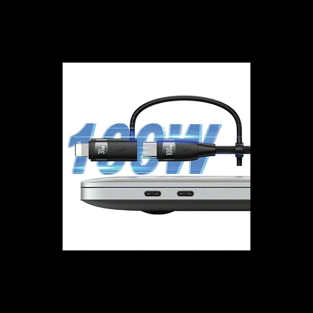 Kabel USAMS US-SJ646 U85 USB-A+USB-C/USB-C, Lightning, microUSB 6w1 2m 100W PD Fast Charge schwarz/black - 2