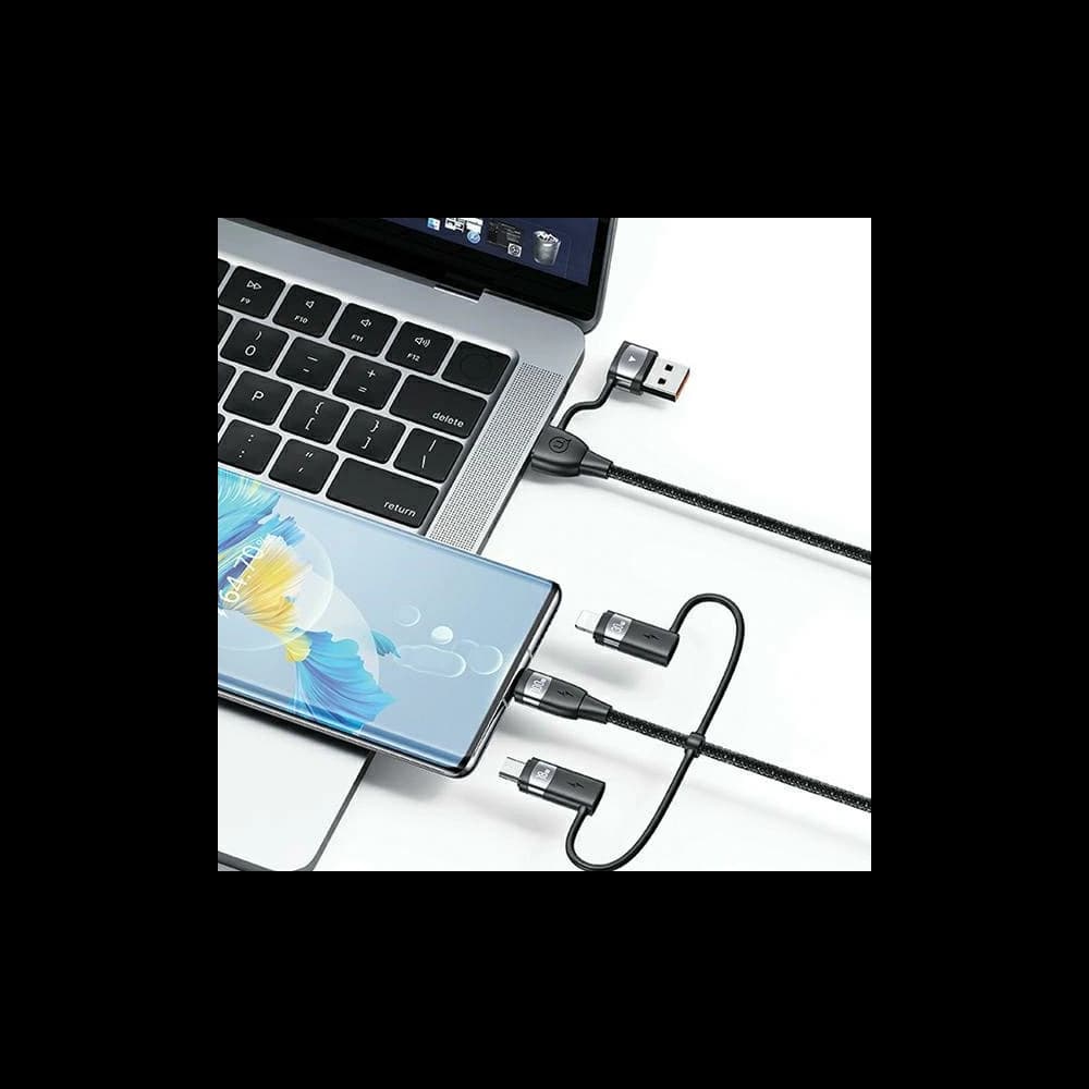 Kabel USAMS US-SJ646 U85 USB-A+USB-C/USB-C, Lightning, microUSB 6w1 2m 100W PD Fast Charge schwarz/black - 5