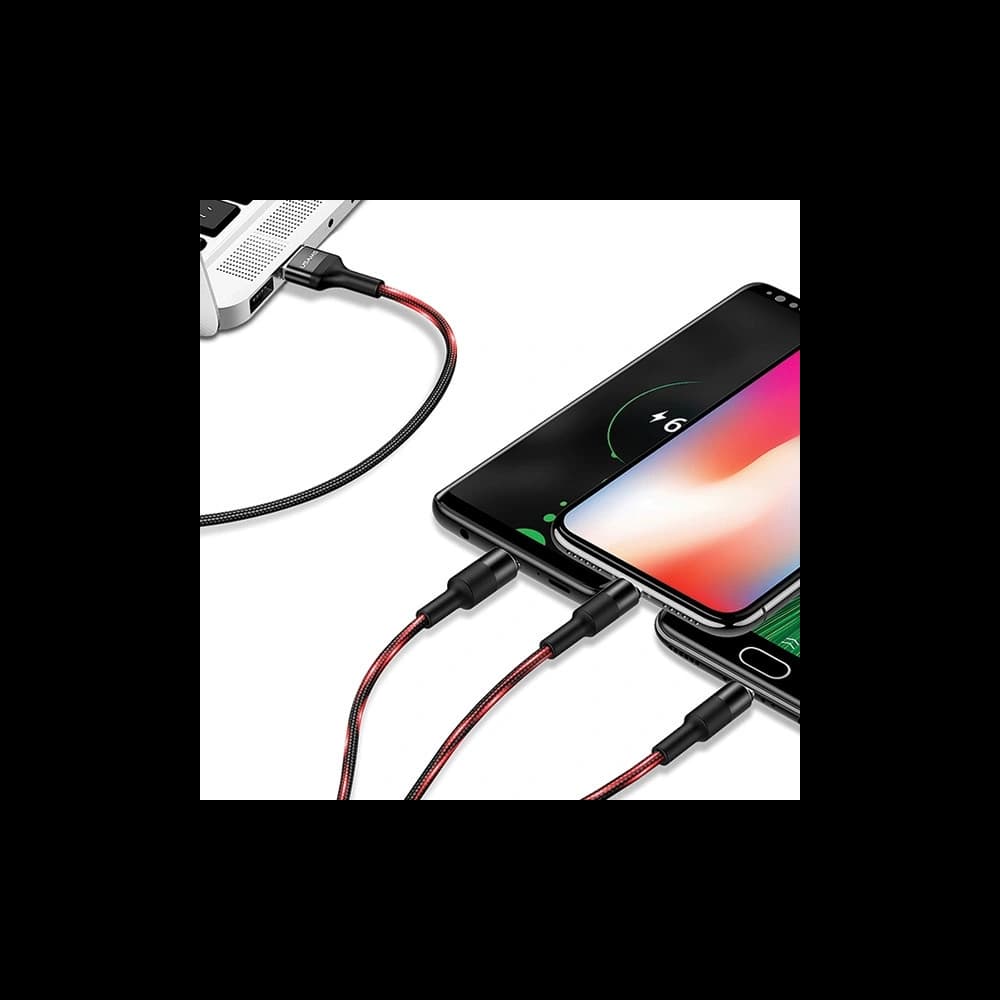 Kabel 3w1 USAMS U5 US-SJ219 USB-A / Lightning / microUSB / USB-C 1,5m 2A černý/black - 10