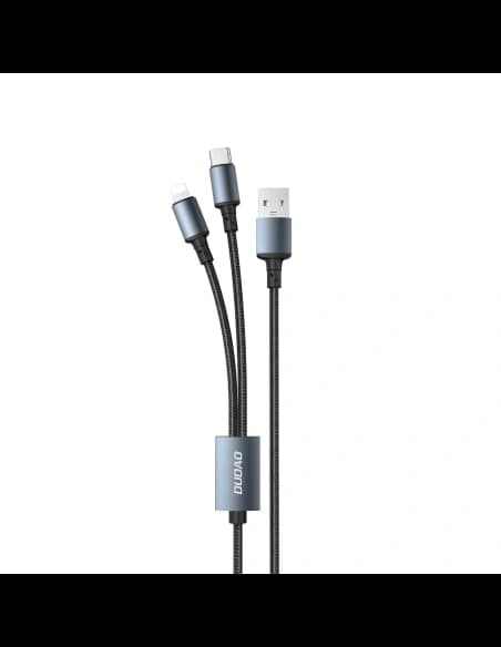 Cablul Dudao 2w1 USB-A - USB-C / Lightning 6A negru (TGL2)